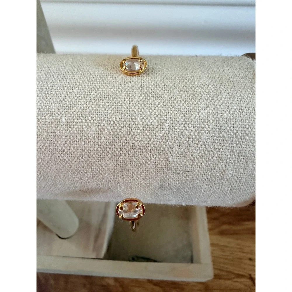 Serefina Gold Tone Open Cuff Bracelet Crystal Oval Terminals OS